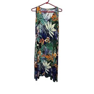 Pineapples Maxi Dress Sz Large Designed in Hawaii Tropical Vacation Pockets Flor